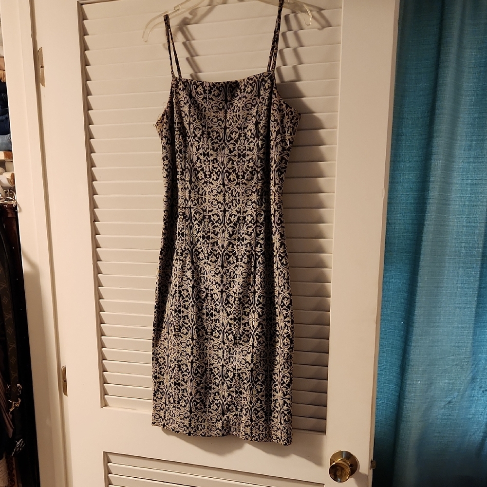 Elegant Black and White Patterned Mini Dress